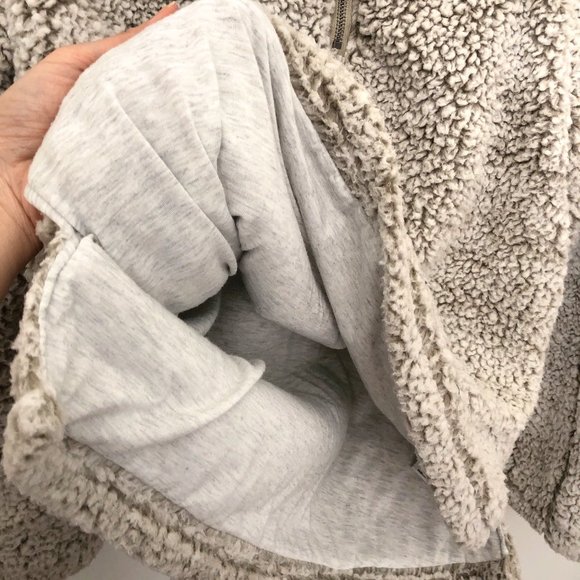 Thread & Supply Mock Neck Fleece Marled Ivory Gray Jacket M - Picture 7 of 8